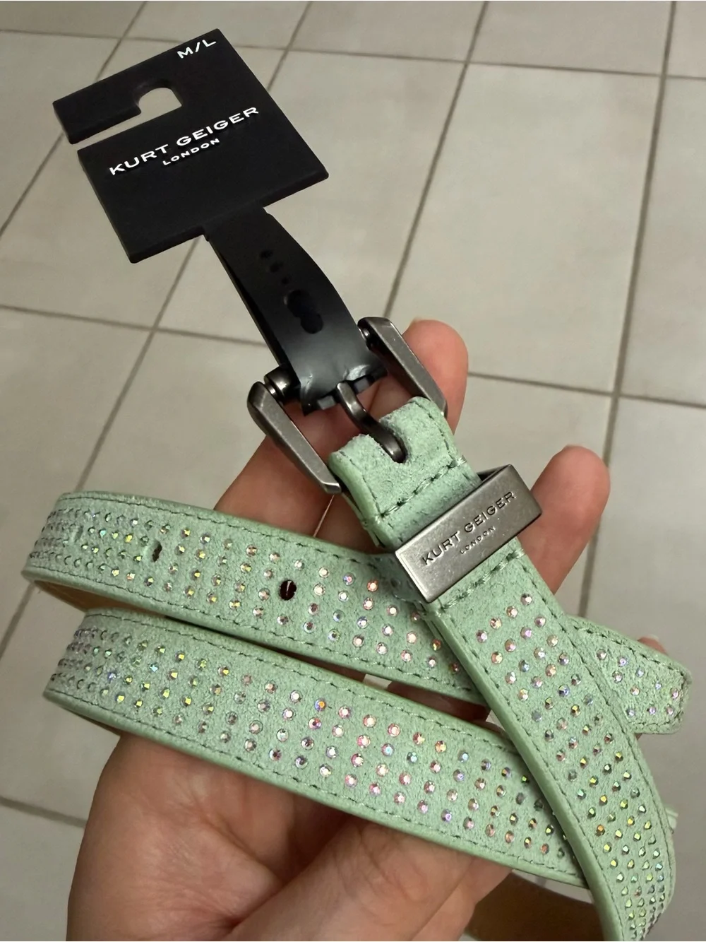 Genuine Suede Leather Rhinestone Belt – Kurt Geiger